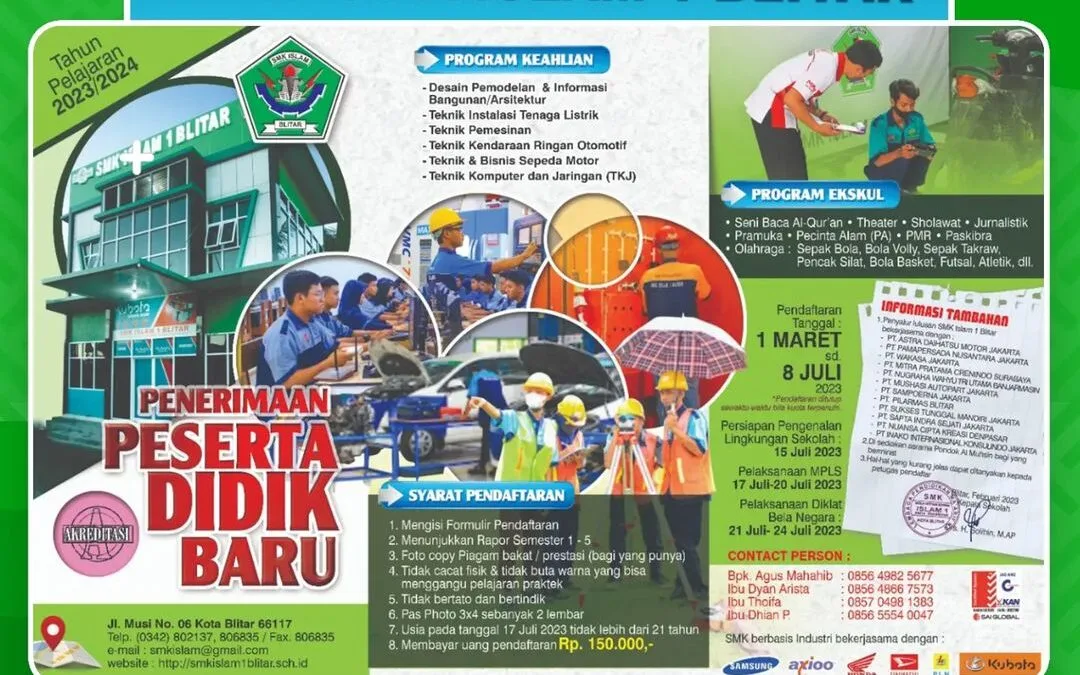 Pengumuman PPDB SMK Islam 1 Blitar Gelombang 1 Tahap 2