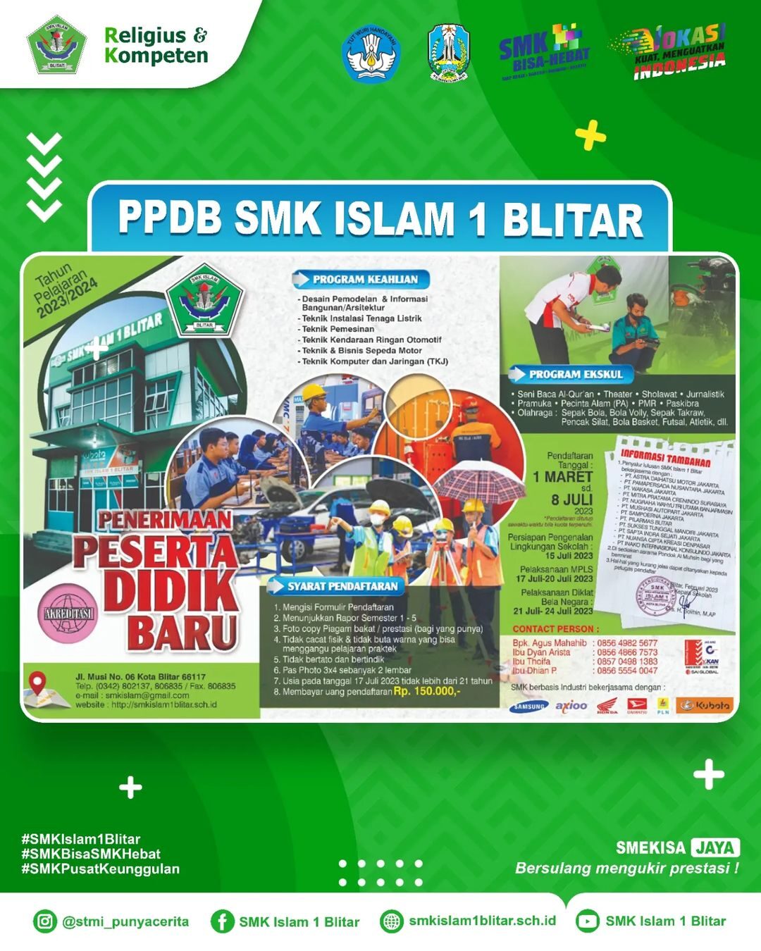 Pengumuman PPDB SMK Islam 1 Blitar Gelombang 1 Tahap 2