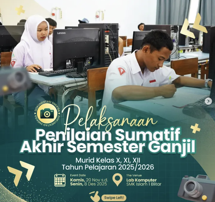 PSAS SMK Islam 1 Blitar Semester Ganjil 2025 Digelar Serentak, Manfaatkan 10 Laboratorium Komputer